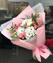 Букет цветов из:  Розы, Лизиантусы и Хризантемы в Каменский